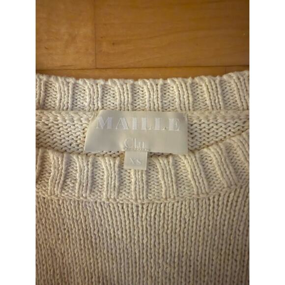 Maille Clu Layered Cream White Silk Linen Cotton Long Sleeve Sweater Top Knit XS - Picture 2 of 3